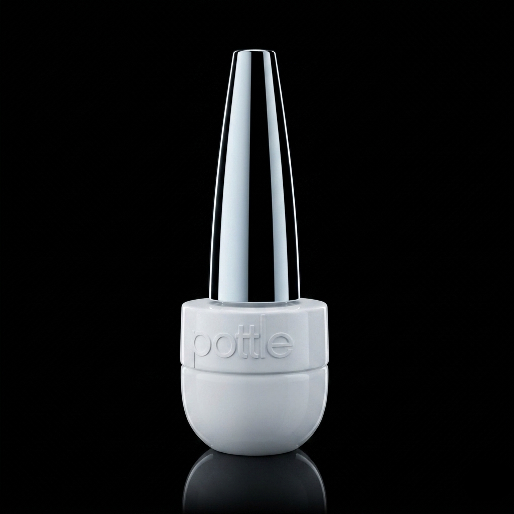 White and silver nail bottle on a black background