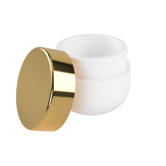 White Glass pot with Gold Lid