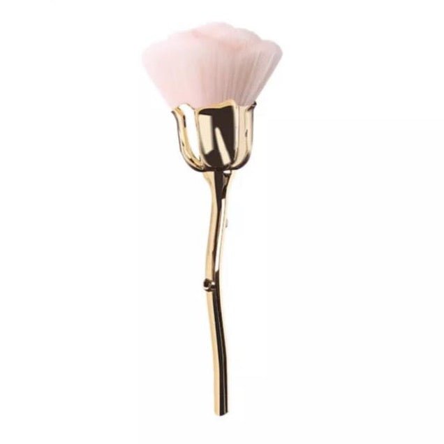 Gold Chrome Rose Brush with pink Bristles